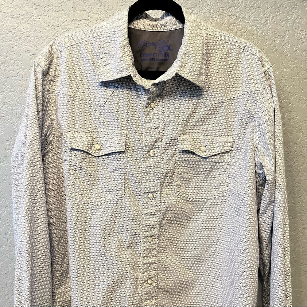Wrangler Mens Snap Shirt Long Sleeve Western 20X Competition Advance Comfort  L